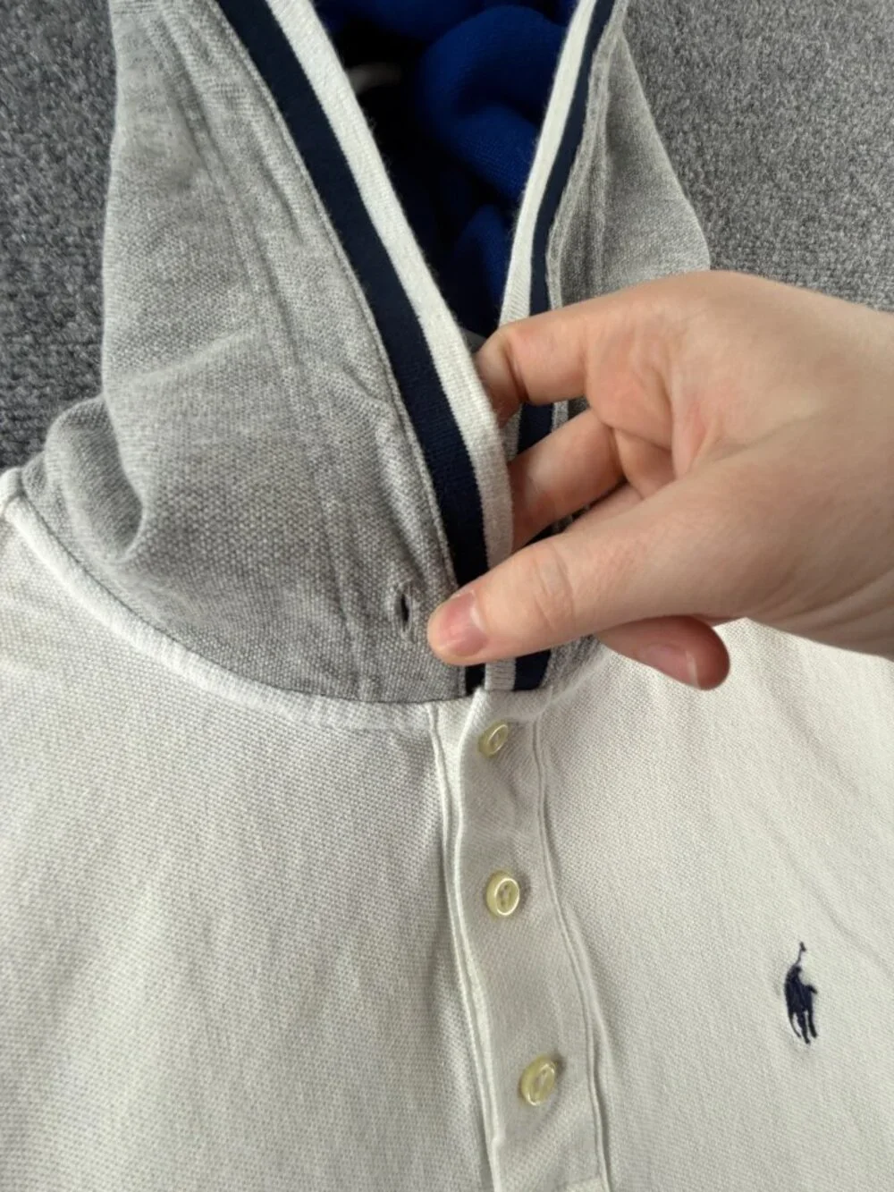 Polo Ralph Lauren Small Hooded Striped Red White Blue Polo Shirt Knit Mesh